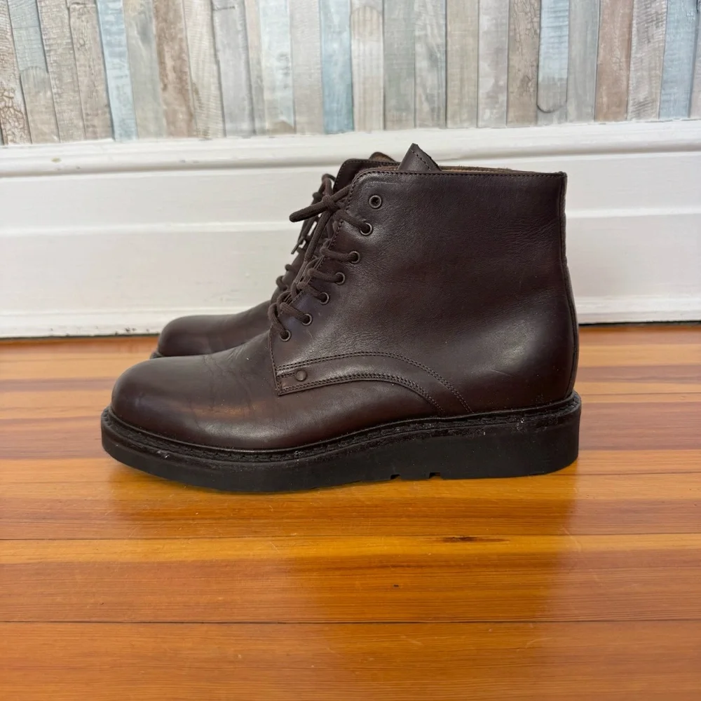 J Crew 10 Lace Up Ankle Field Boots Brown Italian Leather Shoes‎ Platform Sole